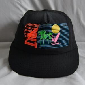 Lighting Bolt Black Vintage Snap Back Hat